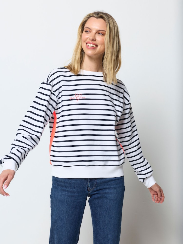 SCAMP & DUDE Blue Stripe Colourblock Relaxed Sweatshirt - Image 1 of 5 SCAMP & DUDE Blue Stripe Colourblock Relaxed Sweatshirt - Image 1 of 5