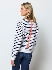 SCAMP & DUDE Blue Stripe Colourblock Relaxed Sweatshirt - Image 2 of 5