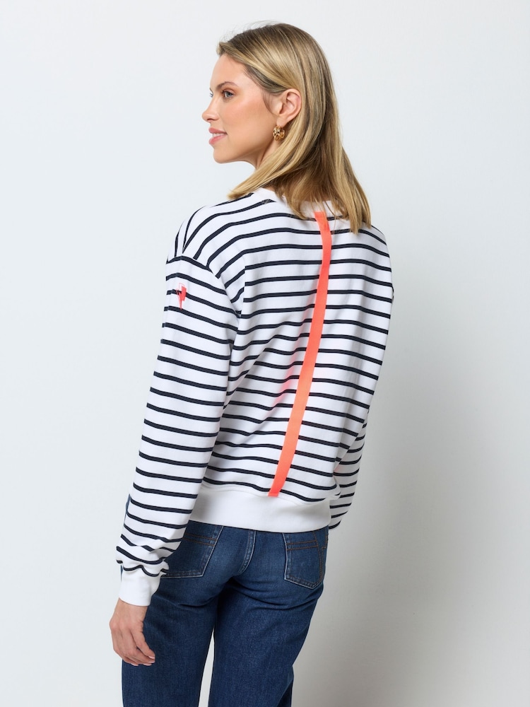 SCAMP & DUDE Blue Stripe Colourblock Relaxed Sweatshirt - Image 2 of 5 SCAMP & DUDE Blue Stripe Colourblock Relaxed Sweatshirt - Image 2 of 5