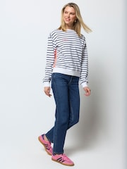 SCAMP & DUDE Blue Stripe Colourblock Relaxed Sweatshirt - Image 3 of 5