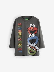 Charcoal Grey 100% Cotton Long Sleeve Sesame Street T-Shirt (3mths-8yrs) - Image 1 of 3