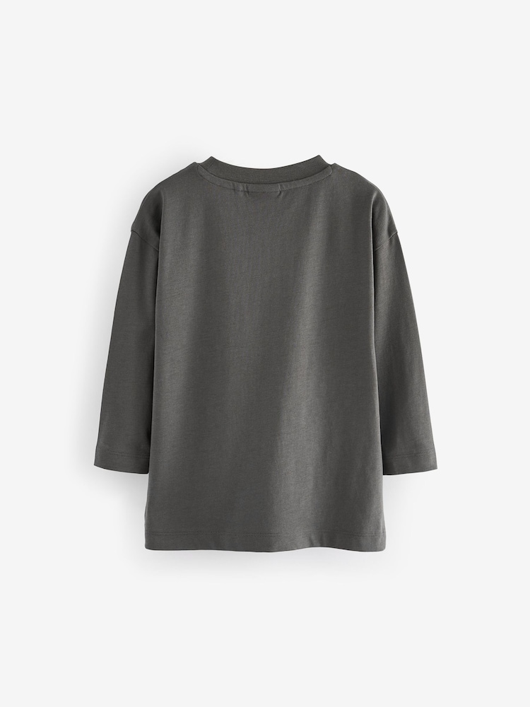 Charcoal Grey 100% Cotton Long Sleeve Sesame Street T-Shirt (3mths-8yrs) - Image 2 of 3