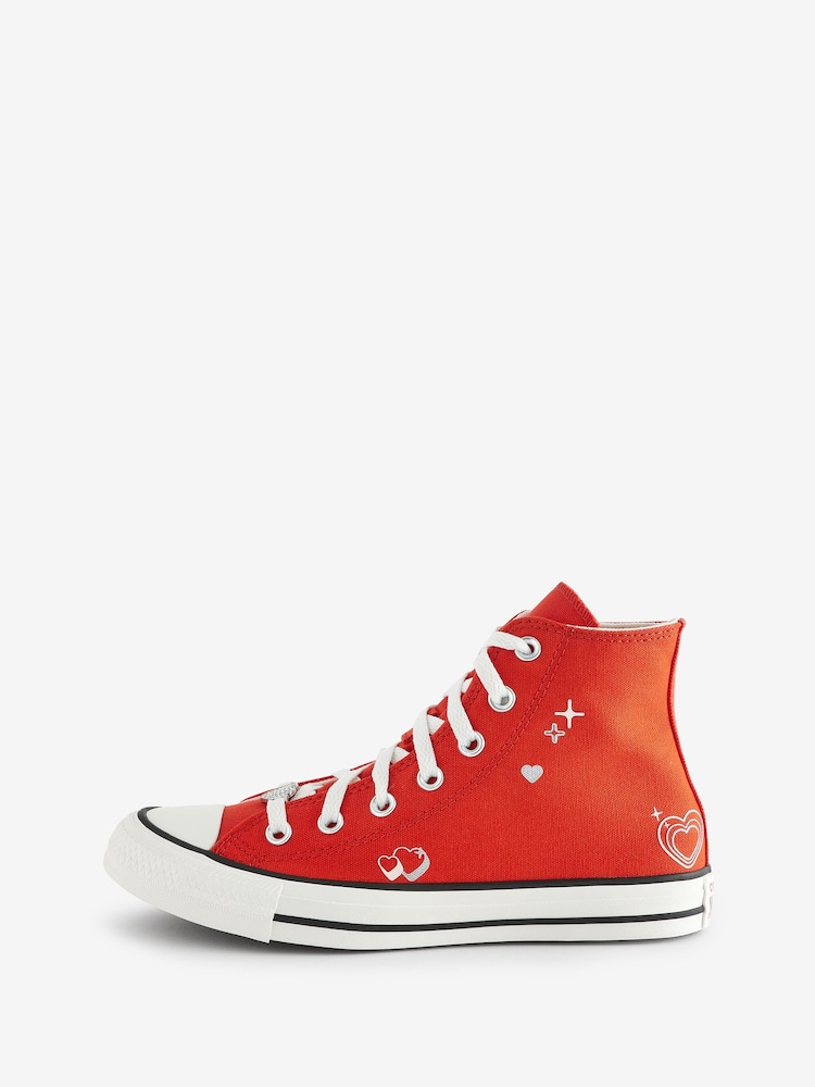 Converse Red Heart Detail Chuck Taylor Trainers - Image 2 of 15