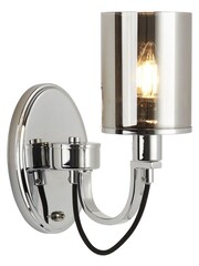 Searchlight Chrome Catalina Wall Bracket With Black Braided Cable & Smoked Glass Shades - Image 2 of 3
