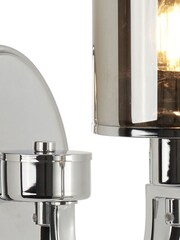 Searchlight Chrome Catalina Wall Bracket With Black Braided Cable & Smoked Glass Shades - Image 3 of 3