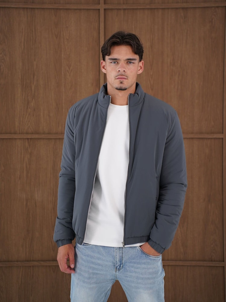 CAPO Grey Padded Bomber Jacket - Image 1 of 5 CAPO Grey Padded Bomber Jacket - Image 1 of 5