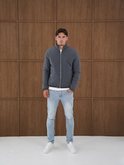 CAPO Grey Padded Bomber Jacket - Image 2 of 5