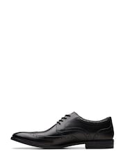 Clarks Black Leather Brandon Brogue Shoes - Image 2 of 6