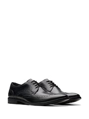 Clarks Black Leather Brandon Brogue Shoes - Image 3 of 6