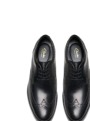Clarks Black Leather Brandon Brogue Shoes - Image 5 of 6