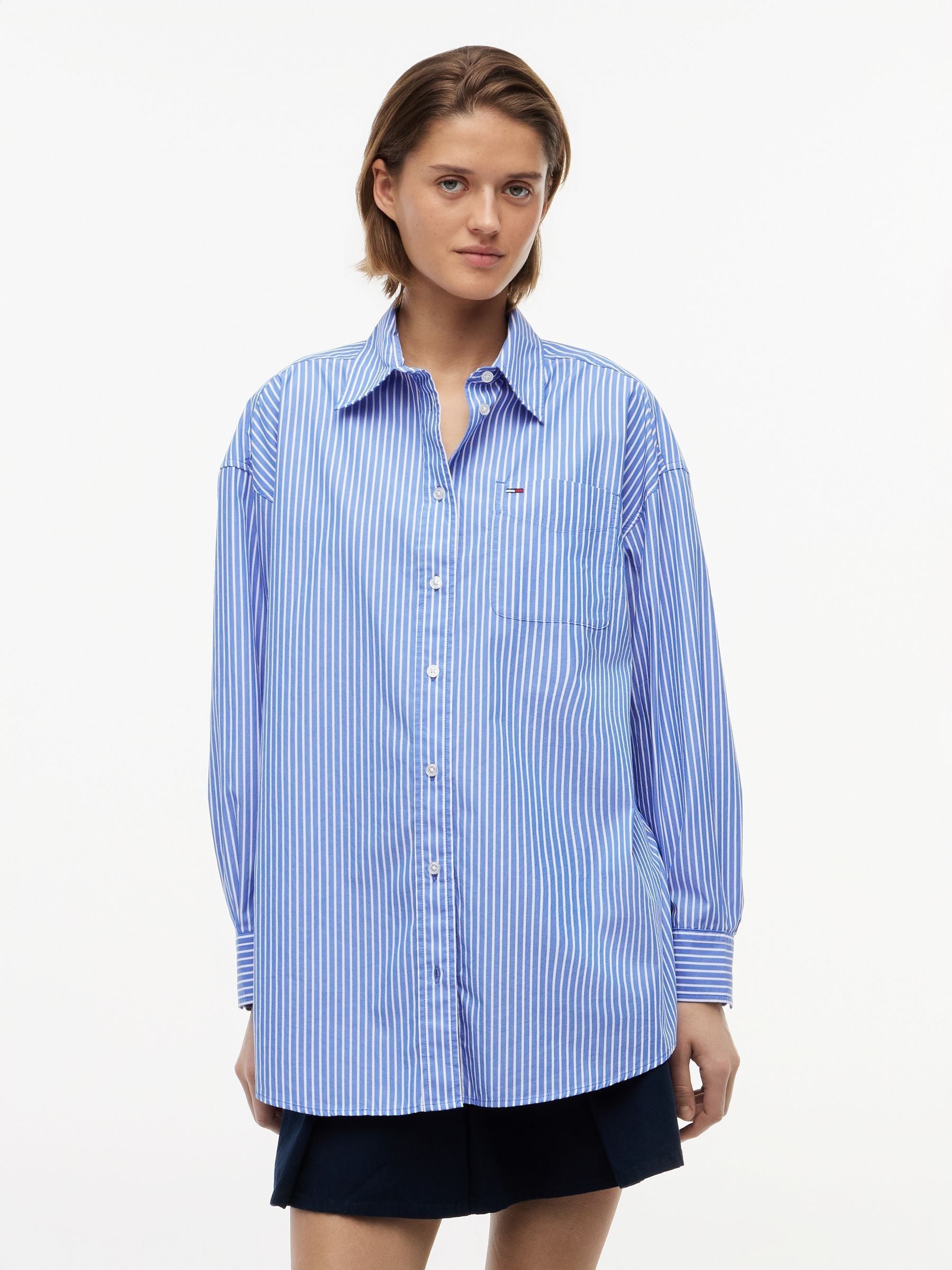 Tommy Jeans Women's Blue Oversized Essential Shirt Size L - Image 2