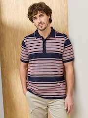 Cotton Traders Purple/Blue Signature Short Sleeve Stripe Polo Shirt - Image 1 of 4