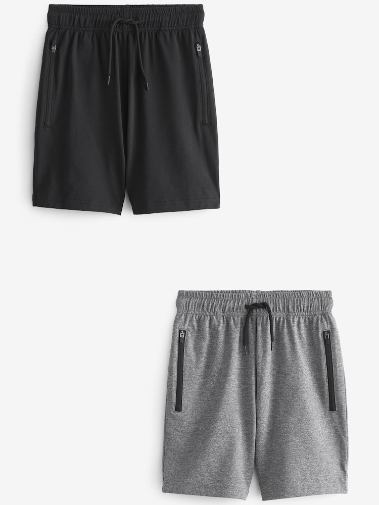 Grey/Black 2 Pack Sports Shorts (6-17yrs) - Image 1 of 5