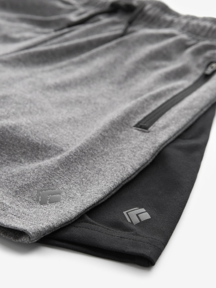 Grey/Black 2 Pack Sports Shorts (6-17yrs) - Image 5 of 5