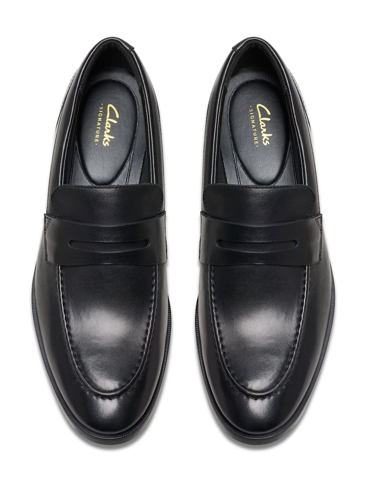 Clarks Black Leather Brandon Step Loafers - Image 5 of 7