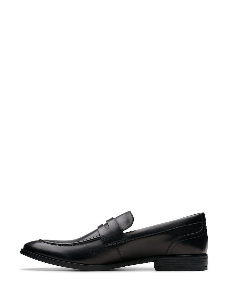 Clarks Black Leather Brandon Step Loafers - Image 6 of 7