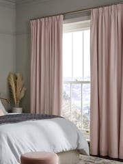 Pink Blush Cotton Blackout/Thermal Pencil Pleat Curtains - Image 1 of 7