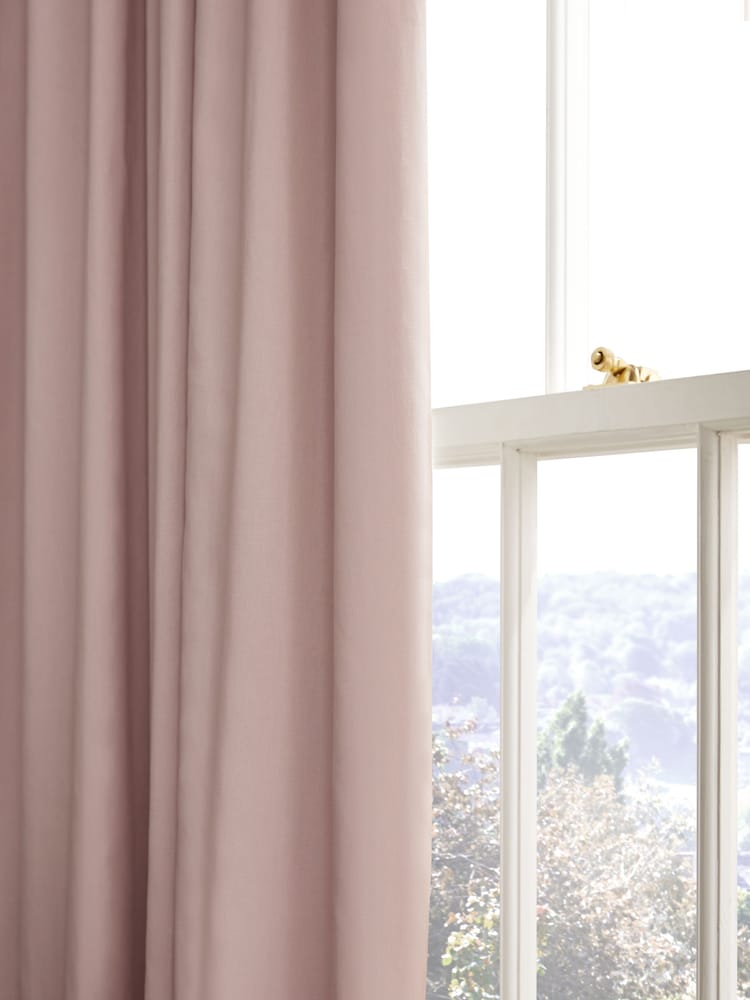 Pink Blush Cotton Blackout/Thermal Pencil Pleat Curtains - Image 6 of 7
