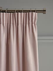 Pink Blush Cotton Blackout/Thermal Pencil Pleat Curtains - Image 7 of 7