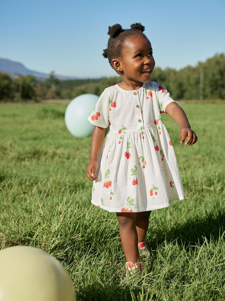 Strawberry Print Relaxed 100% Cotton Dress (3mths-8yrs) - Image 1 of 6