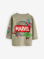 كاكي أخضر - تيشِرت قطن 100% بكم طويل مزيّن بطبعة مستوحاة من شخصيات Marvel (3 أشهر-8 سنوات) - صورة 5 من 6
