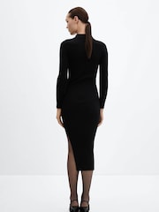 Mango Black Ribbed Knit Dress With Opening - Image 2 of 7