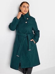Yours Curve Green Belted Military Coat - Image 1 of 4