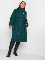 Yours Curve Green Belted Military Coat - Image 2 of 4
