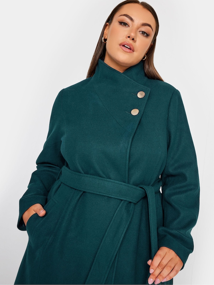 Yours Curve Green Belted Military Coat - Image 4 of 4