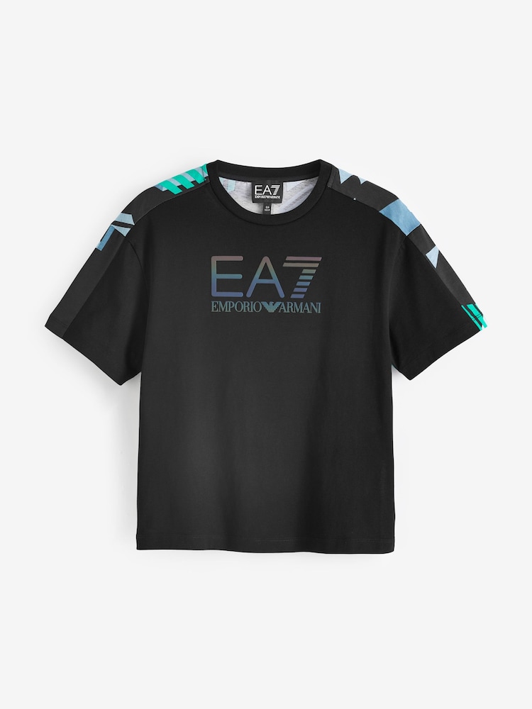 Emporio Armani EA7 Boys Geometric Graphic T-Shirt - Image 1 of 3