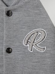 Reiss Soft Grey/White Pelham Teen Jersey Varsity Jacket - Image 6 of 6