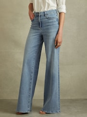 Reiss Light Blue Ameria Palazzo Jeans - Image 1 of 5