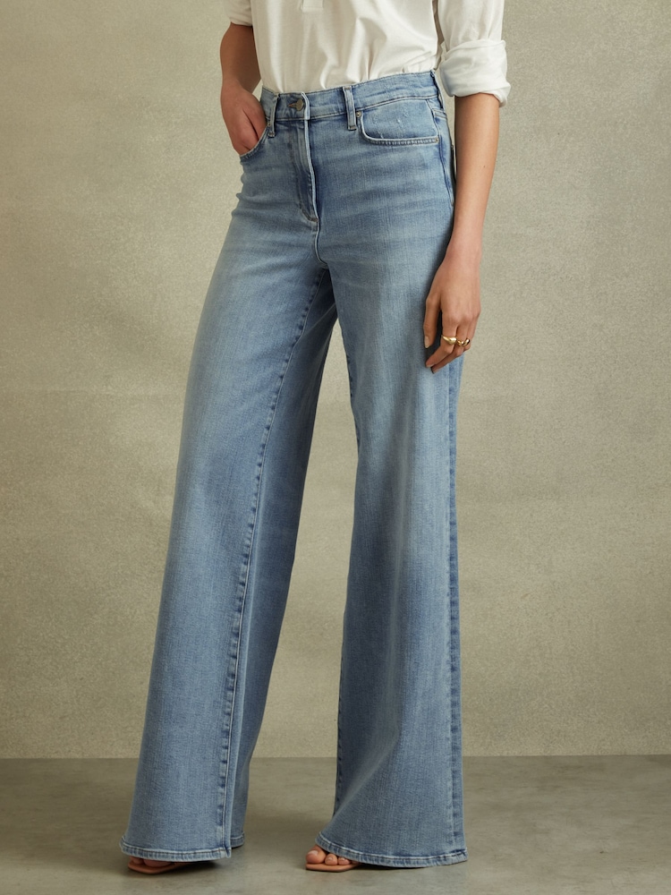 Reiss Light Blue Ameria Palazzo Jeans - Image 1 of 5