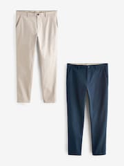 Blue/Light Stone Slim Stretch Chino Trousers 2 Pack - Image 1 of 14