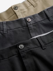 Black/Grey/Stone Straight Fit Stretch Chinos Trousers 3 Pack - Image 11 of 12