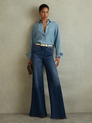 Reiss Mid Blue Ameria Palazzo Jeans - Image 3 of 6