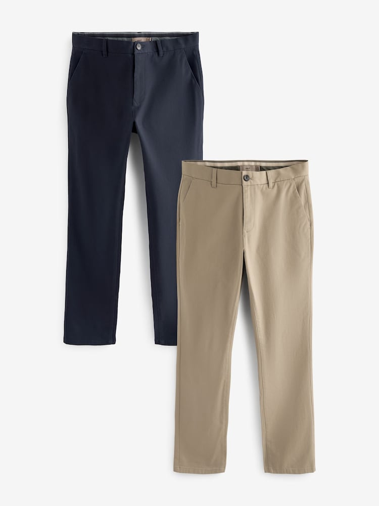 Azul marino/piedra - Corte slim - Pack de 2 pantalones chinos elásticos - Imagen 1 de 1