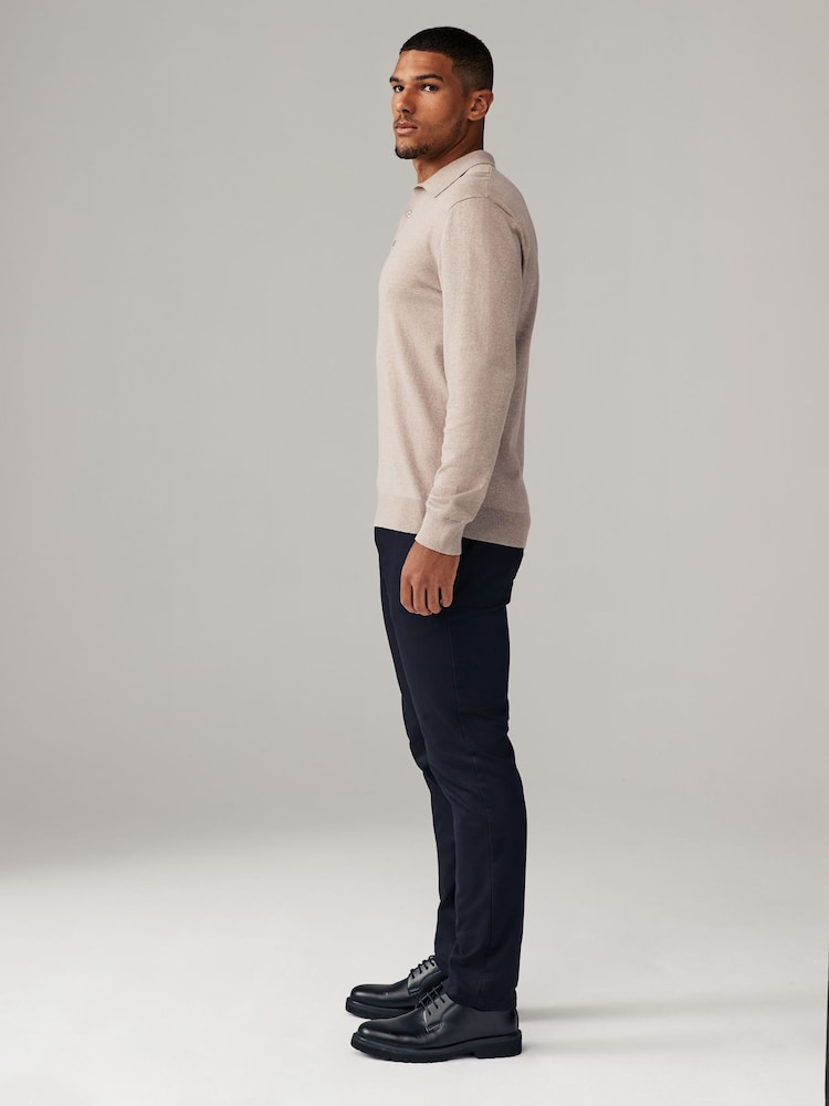 Navy Blue/Stone Slim Fit Stretch Chino Trousers 2 Pack - Image 4 of 14