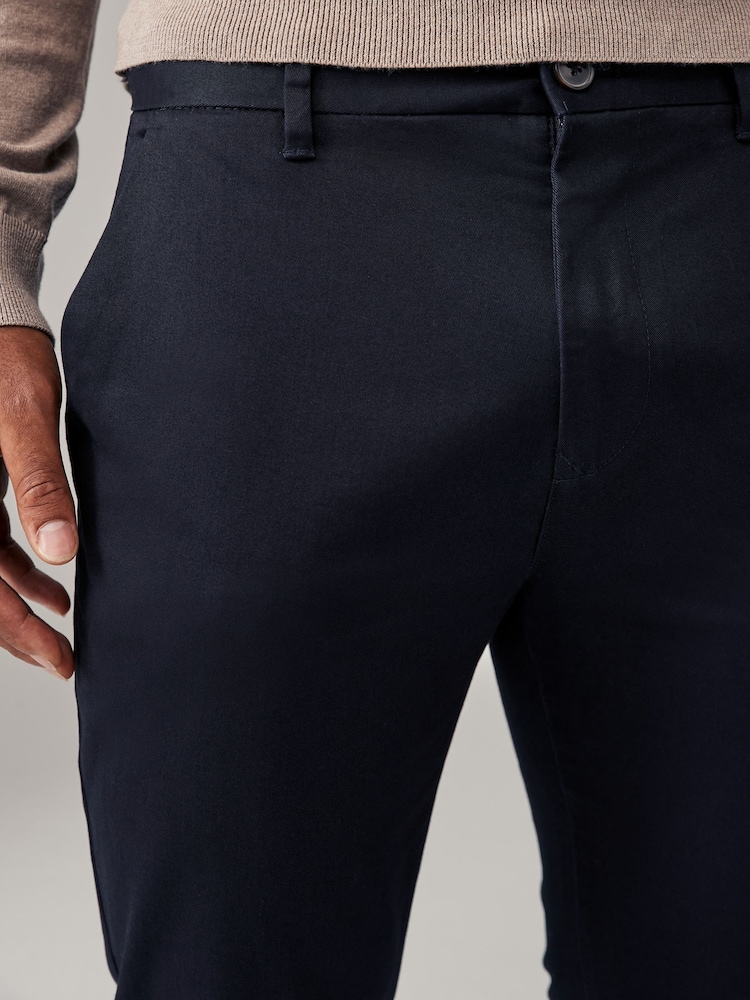 Navy Blue/Stone Slim Fit Stretch Chino Trousers 2 Pack - Image 6 of 14