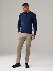 Navy Blue/Stone Slim Fit Stretch Chino Trousers 2 Pack - Image 7 of 14