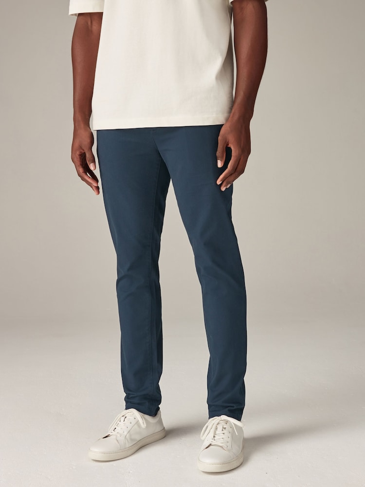 Blue/Stone Light Skinny Stretch Chino Trousers 2 Pack - Image 2 of 14