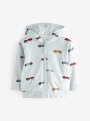 Light Blue Car All-Over Print Jersey Zip Through Hoodie (3mths-7yrs) - Image 1 of 4