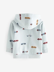Light Blue Car All-Over Print Jersey Zip Through Hoodie (3mths-7yrs) - Image 2 of 4