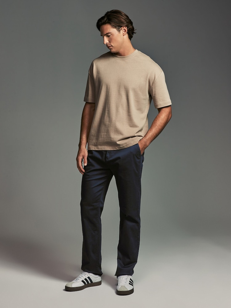 Navy Blue/Stone Straight Fit Stretch Chino Trousers 2 Pack - Image 2 of 13