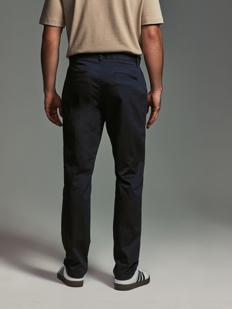 Navy Blue/Stone Straight Fit Stretch Chino Trousers 2 Pack - Image 5 of 13