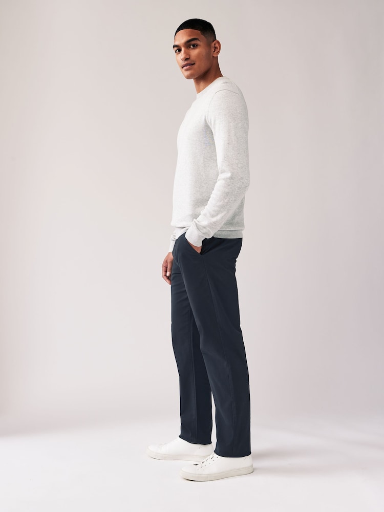 Navy Blue/Grey Charcoal Straight Fit Stretch Chino Trousers 2 Pack - Image 3 of 11