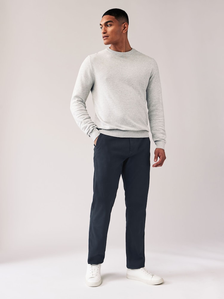 Navy Blue/Grey Charcoal Straight Fit Stretch Chino Trousers 2 Pack - Image 4 of 11