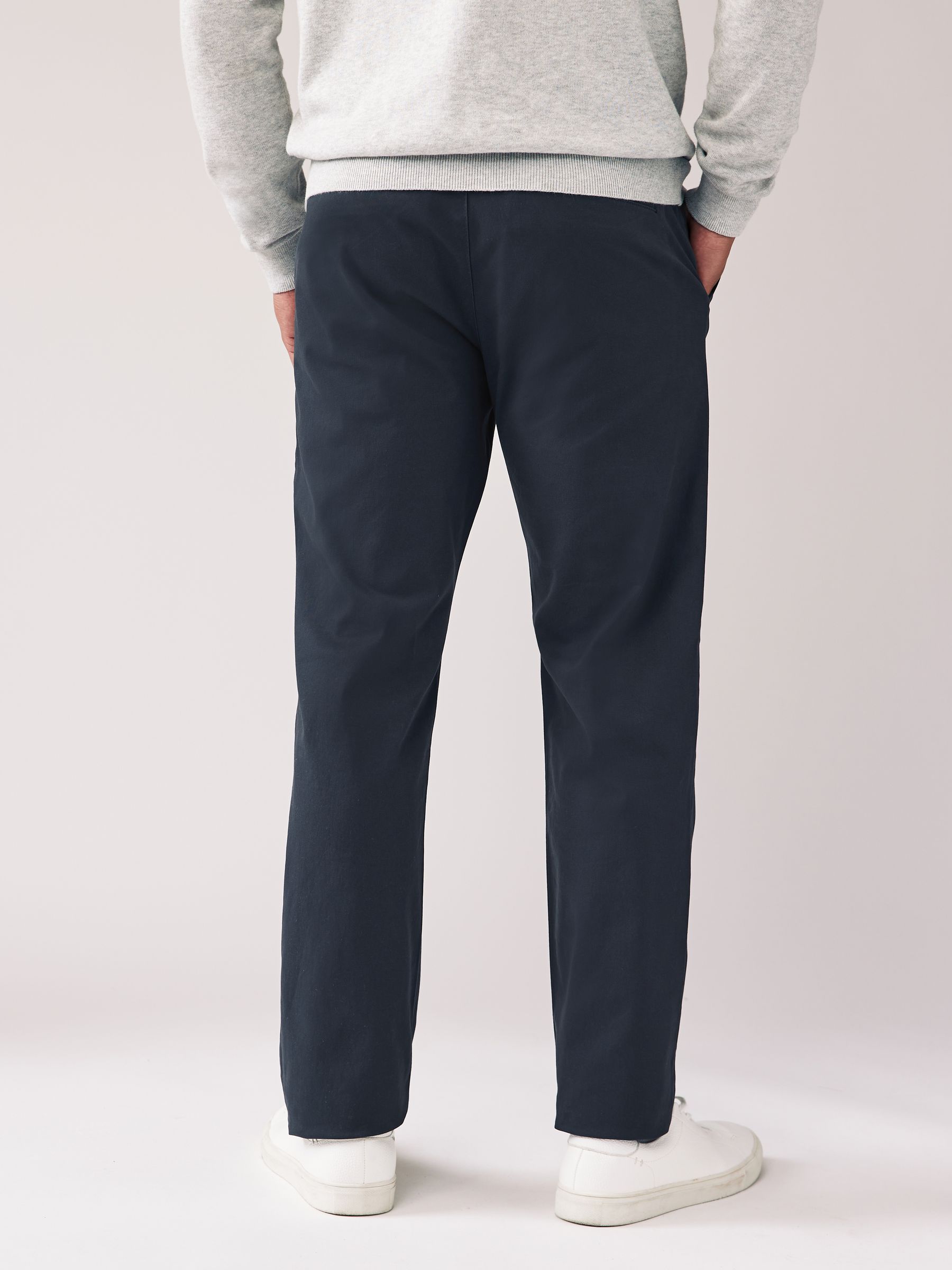 Buy Navy Blue/Grey Charcoal Straight Fit Stretch Chino Trousers 2