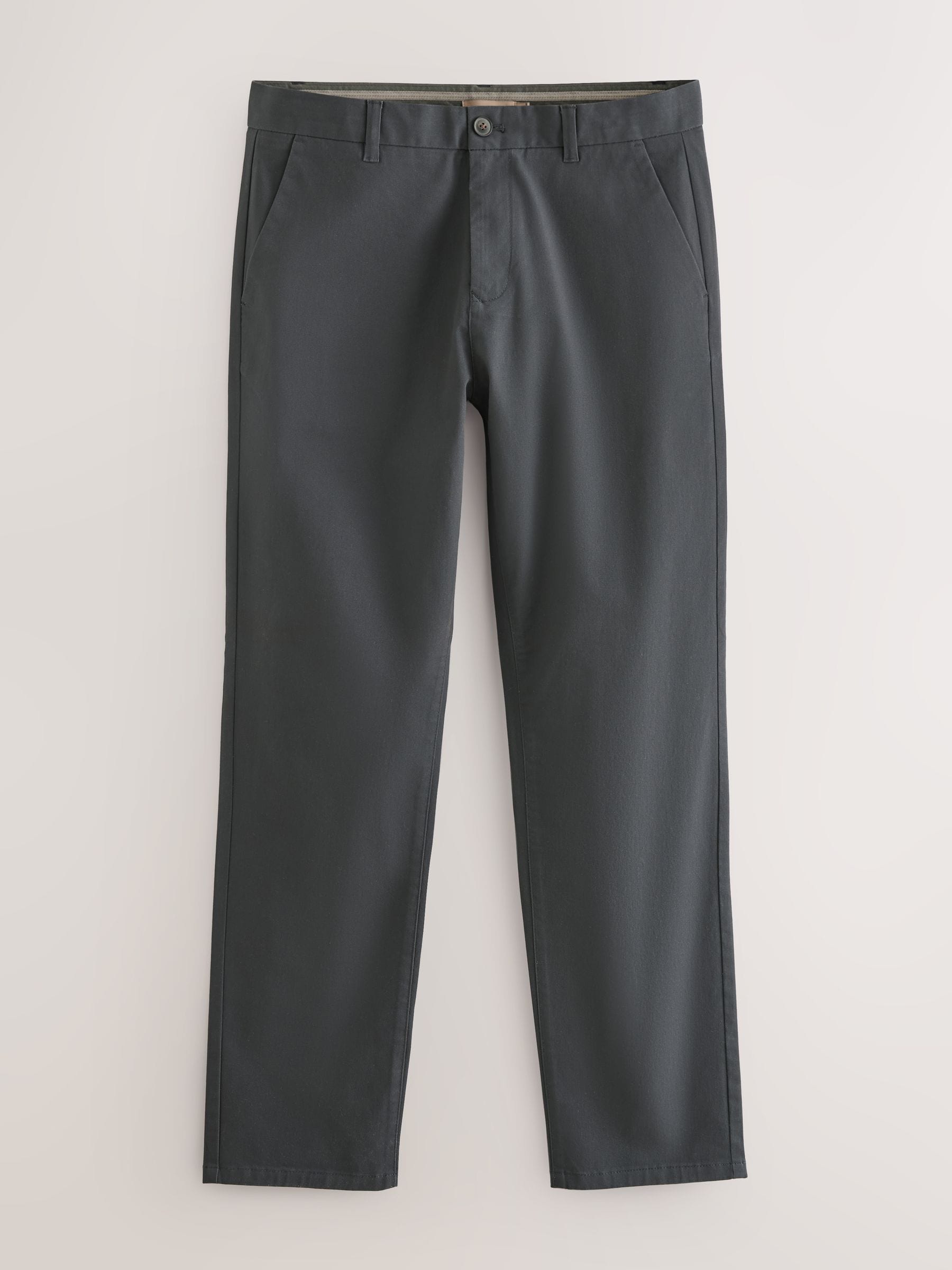 Buy Navy Blue/Grey Charcoal Straight Fit Stretch Chino Trousers 2