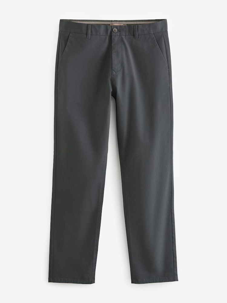 Navy Blue/Grey Charcoal Straight Fit Stretch Chino Trousers 2 Pack - Image 8 of 11